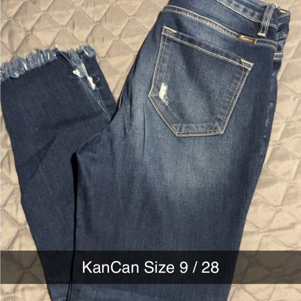 KanCan Frayed Hem Dark Blue Jeans